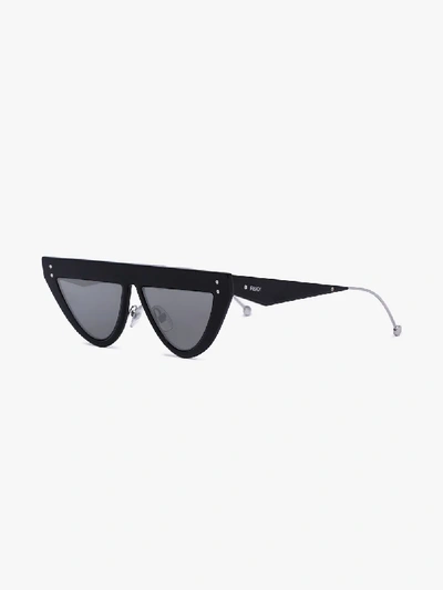 Shop Fendi Eyewear Black Defender Flat Brow Sunglasses