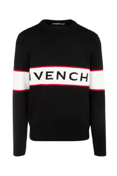 Shop Givenchy Logo Intarsia Knitted Jumper In Black