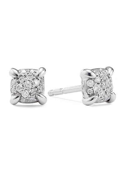 Shop David Yurman Precious Châtelaine' Diamond 18k White Gold Stud Earrings In Metallic,white