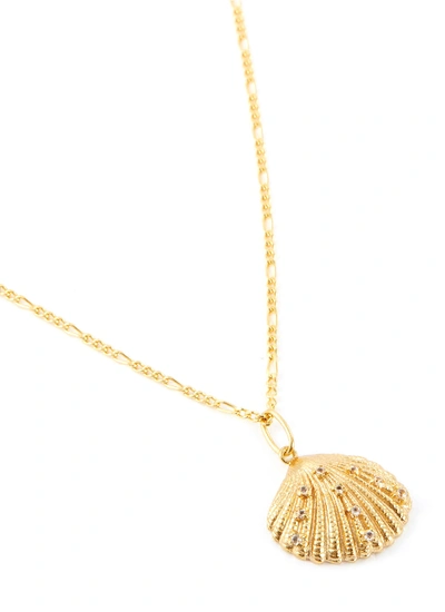 Shop Edge Of Ember 'ocean Shell' Topaz 18k Gold Silver Necklace In Metallic