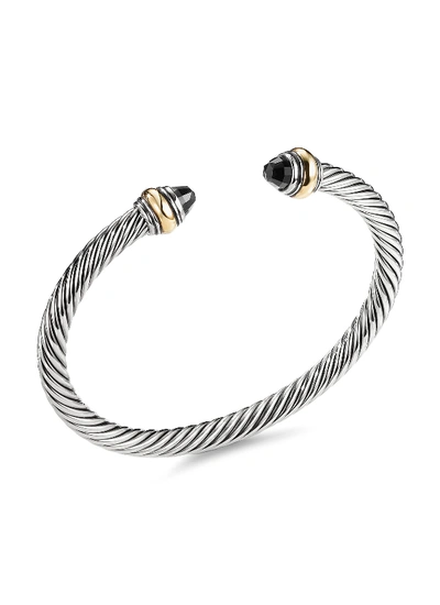 Shop David Yurman ‘cable Classics' 14k Gold Sterling Silver Onyx Cuff In Metallic