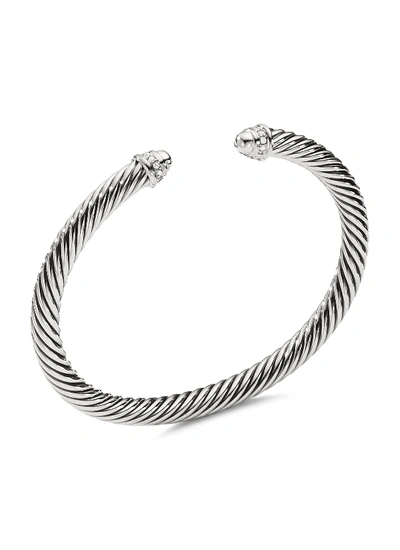 Shop David Yurman ‘cable Classics' Sterling Silver Diamond Cuff In Metallic