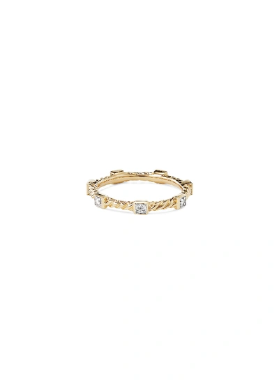 Shop David Yurman Cable Collectibles' Diamond 18k Yellow Gold Ring In Metallic
