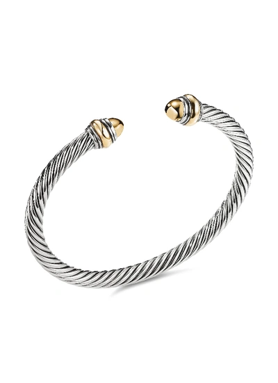 Shop David Yurman 'cable Classics' Silver And 14k Yellow Gold Cuff In Metallic