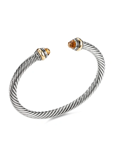 Shop David Yurman ‘cable Classics' 14k Gold Sterling Silver Citrine Cuff In Metallic