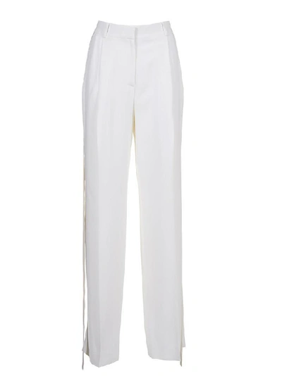 Shop Givenchy Side Stripe Tailored Wide Leg Trousers In White