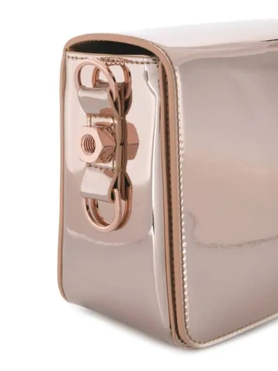 Shop Off-white Binder Clip Metallic Shoulder Bag In Neutrals