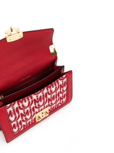 Shop Miu Miu Miu Confidential Jacquard Shoulder Bag In Red