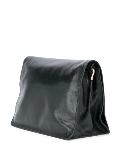 Shop Prada Triangular Logo Shoulder Bag In Black