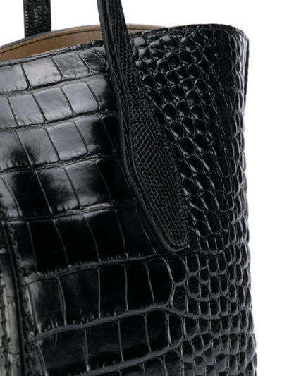 Shop Tod's Crocodile Effect Tote Bag In Black