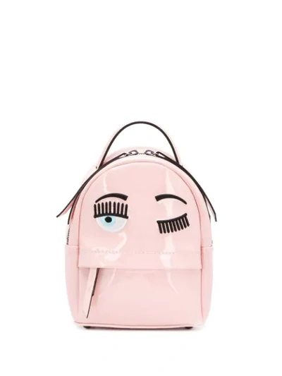 Shop Chiara Ferragni Mini Vinyl Backpack In Rose Pink