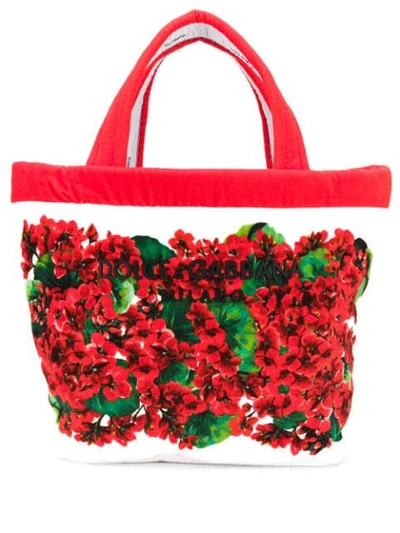 Shop Dolce & Gabbana Floral Print Tote Bag - Red