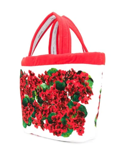 Shop Dolce & Gabbana Floral Print Tote Bag - Red