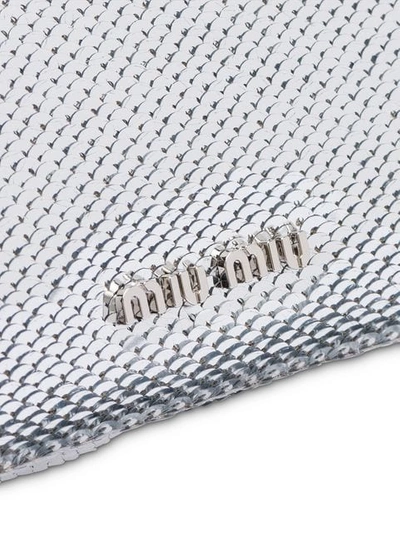 Shop Miu Miu Logo Metallic Shoulder Bag