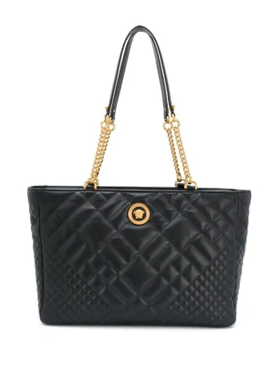 Shop Versace Medusa Quilted Tote Bag In K41ot Nero  Oro