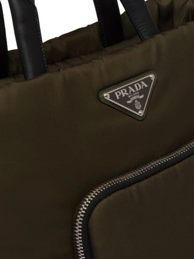 Shop Prada Two-toned Nylon Cargo Tote Bag In Green