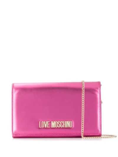 Shop Love Moschino Metallic Shoulder Bag In Pink