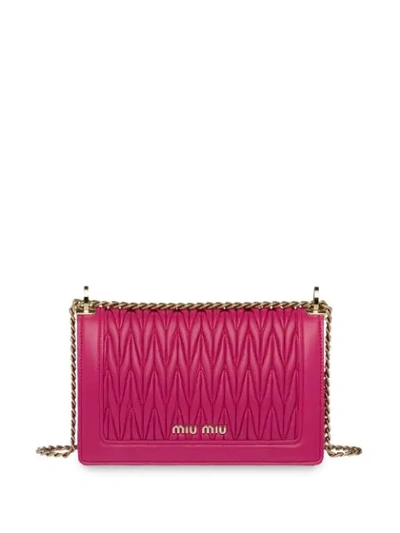 Shop Miu Miu Miu Confidential Matelassé Leather Shoulder Bag In Pink