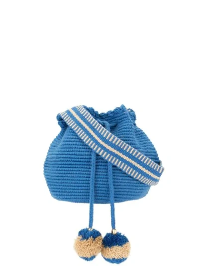 Shop Soraya Hennessy Mini Mochila Woven Bucket Bag - Blue