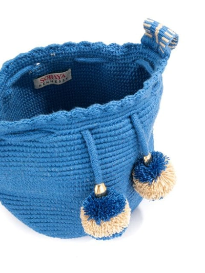 Shop Soraya Hennessy Mini Mochila Woven Bucket Bag - Blue