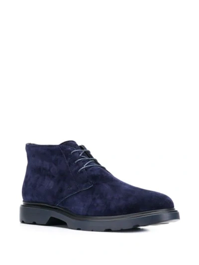 Shop Hogan Lace-up Ankle Boots In Blue