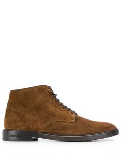 Shop Dolce & Gabbana Suede Ankle Boots In Brown