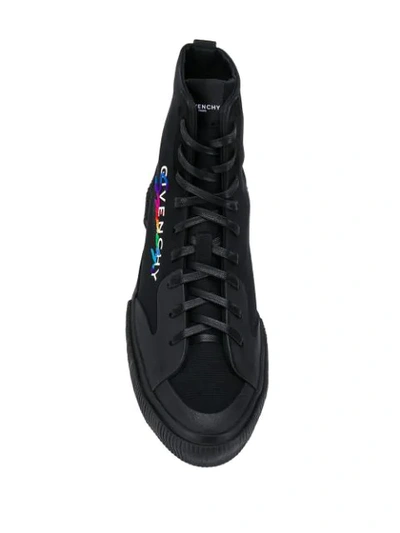 Shop Givenchy Branded Detail Hi-top Sneakers In Black