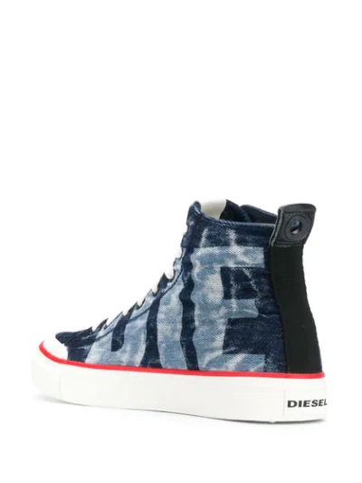 Shop Diesel Denim Style Hi-top Sneakers In Blue