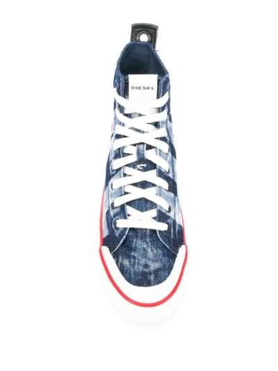 Shop Diesel Denim Style Hi-top Sneakers In Blue