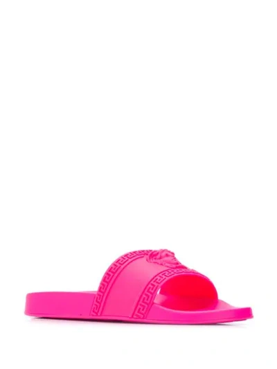 Shop Versace Medusa Head Slides In Pink