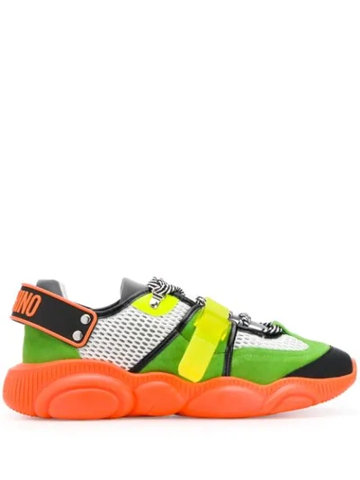 Shop Moschino Fluo Teddy Sneakers In Orange