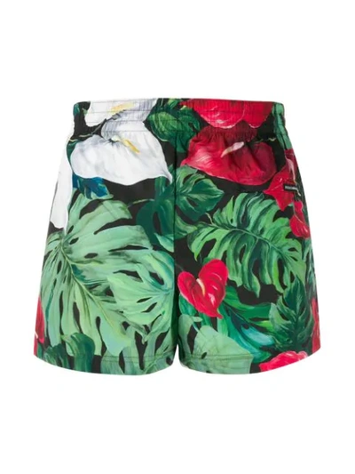 Shop Dolce & Gabbana Foliage Print Swim Shorts In Green