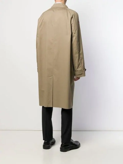 Shop Valentino Printed Logo Trench Coat In Neutrals