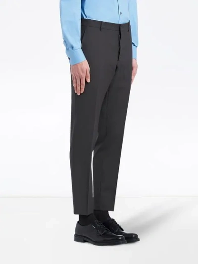 Shop Prada Slim-fit Tailored Trousers In Grey