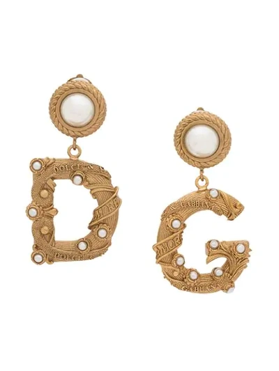 Shop Dolce & Gabbana Ornate D&g Earrings In Zoo00 Oro