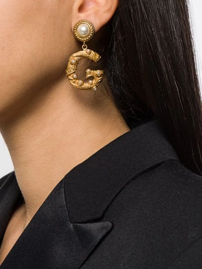 Shop Dolce & Gabbana Ornate D&g Earrings In Zoo00 Oro