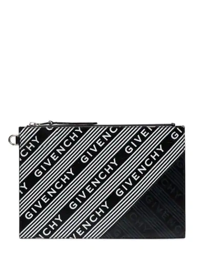 Shop Givenchy Logo Stripe Pouch In Black