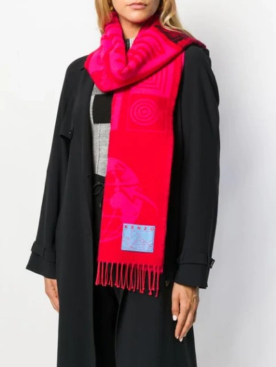 Shop Kenzo Mix Print Scarf In Pink