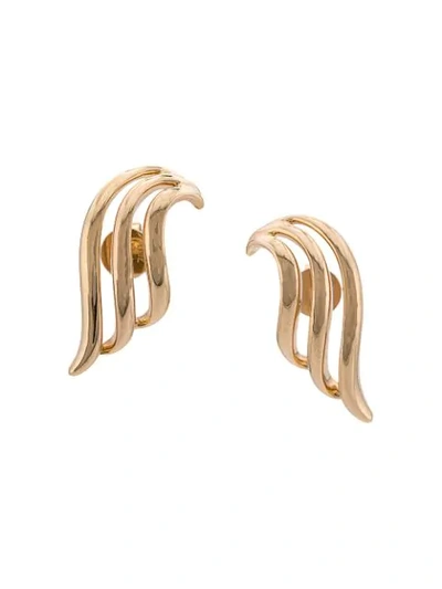 Shop Anita Ko 18kt Yellow Gold Wave Earrings