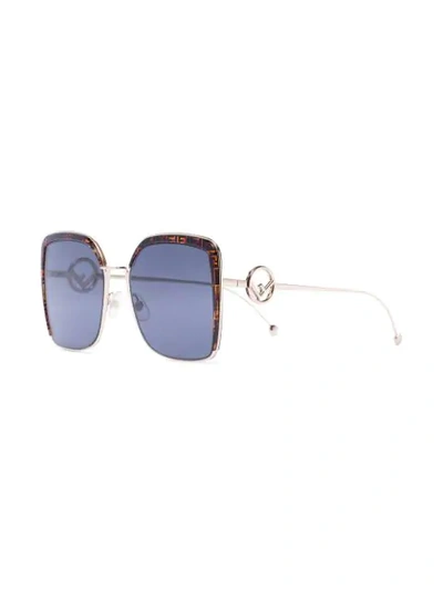 Shop Fendi Ff Logo-frame Square Sunglasses In Brown