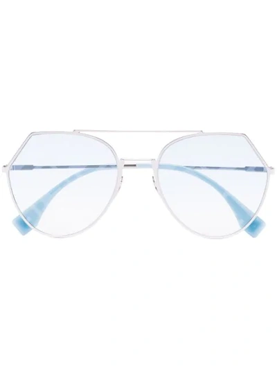 Shop Fendi Angular-frame Sunglasses In Blue