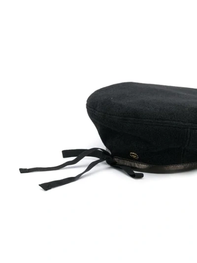 GUCCI WOOL BERET WITH GG PATCH - 黑色