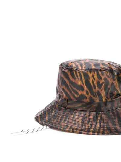 Shop Ganni Tiger Print Hat - Neutrals