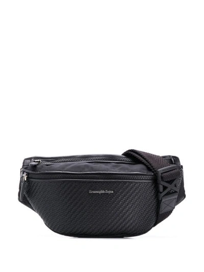 Shop Ermenegildo Zegna Woven Belt Bag In Black