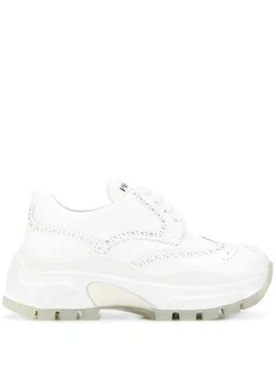 Shop Prada Brogue Style Sneakers In White