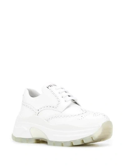 Shop Prada Brogue Style Sneakers In White