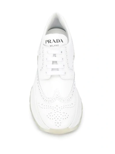 Shop Prada Brogue Style Sneakers In White