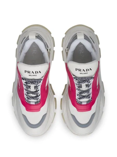 Shop Prada 'block' Sneakers In White