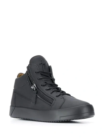 Shop Giuseppe Zanotti Hi-top Zipper Sneakers In Black
