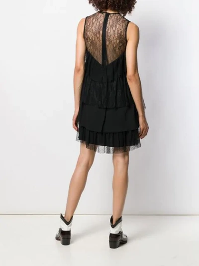 Shop Liu •jo Ruffled Lace Dress In Black
